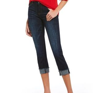 Kut Women's Amy Cuffed Crop Straight Leg Jeans Size 6 Low Rise Y2K 90s Cropped